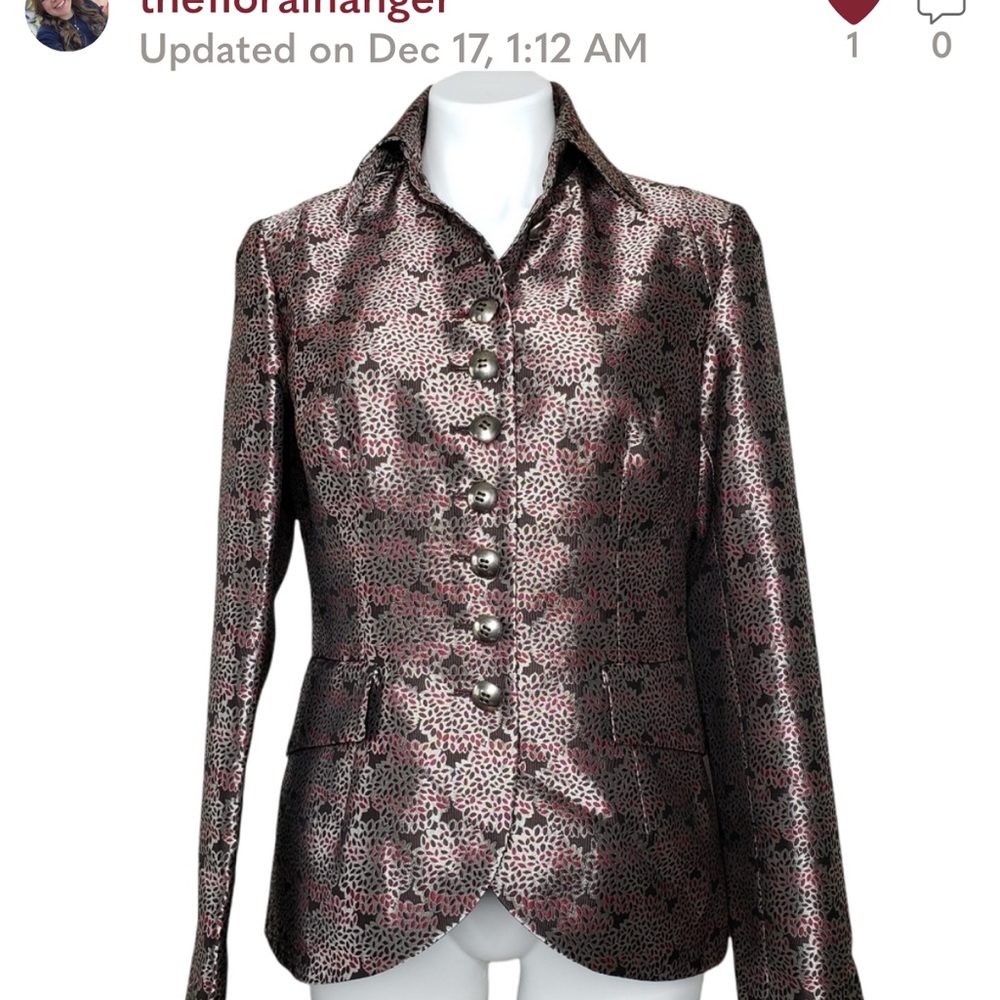 Etcetera | Metallic Brown Floral Military Blazer 8